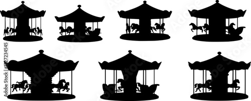 Fun Park Carousel Silhouette Vector
