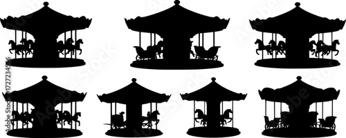 Fun Park Carousel Silhouette Vector

