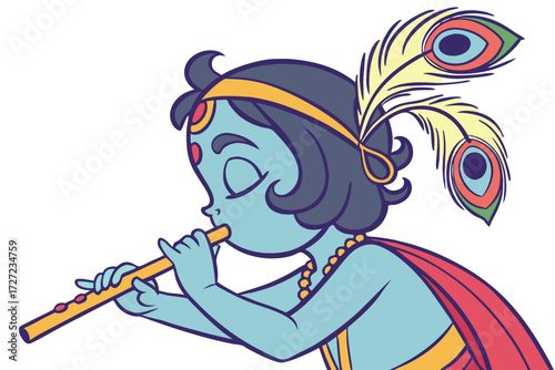 baby krishna, cute hindu deity, infant lord krishna, hindu mythology, digital art, highly detailed, cinematic lighting, vibrant colors, 8k, unreal engine