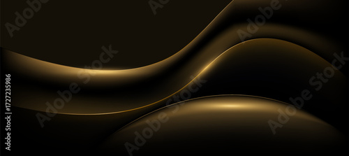 Luxury gold black curve background, abstract elegant background vector for branding presentation