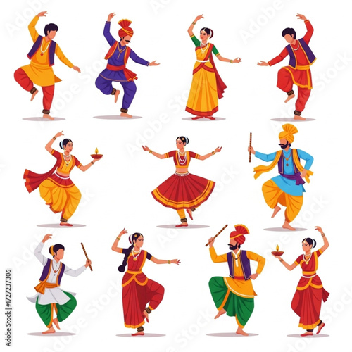 Indian Traditional Dance Illustration
