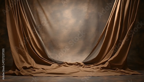 Dark brown painted�canvas�or�muslin cloth�backdrop.