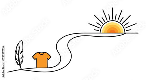 National Day for Truth and Reconciliation Feather, T-Shirt, Sunrise Journey