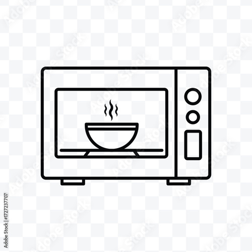 Microwave warm-up time symbol line icon vector