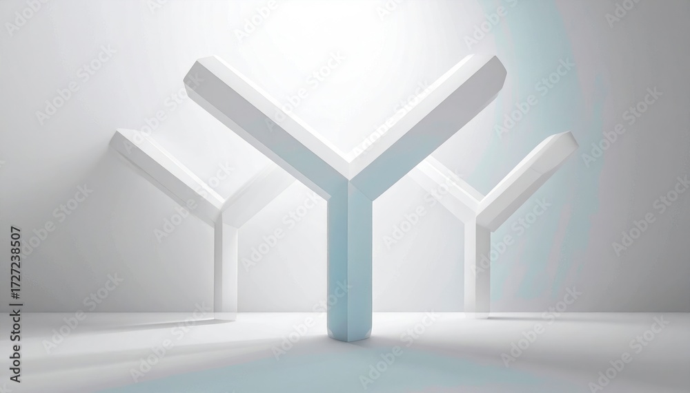Obraz premium Abstract Geometric Structure With White Color Interior Design Against White Backdrop