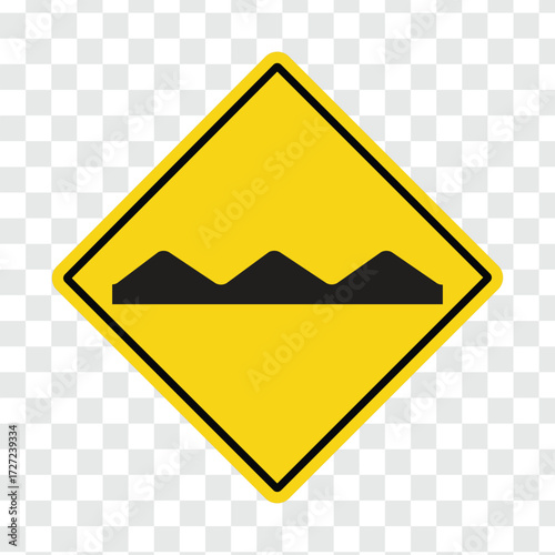Bump ahead warning road sign transparent