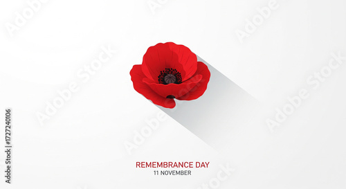 Minimalist Remembrance Day Poster with Red Poppy