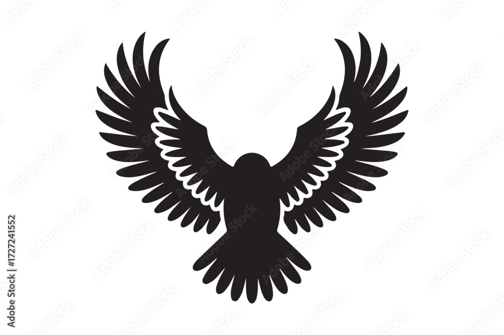 Fototapeta premium Silhouette of a majestic eagle with wings spread wide