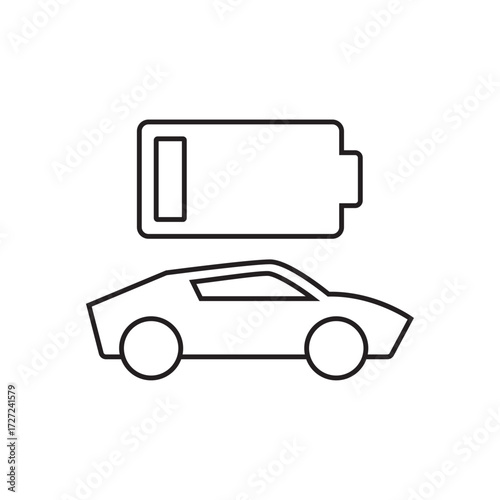 Empty Charge Electric Vehicle Battery Level Warning Icon