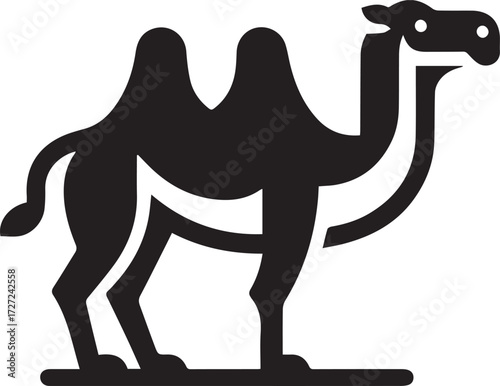 Camel in Black & White | Minimalist Desert Silhouette Vector