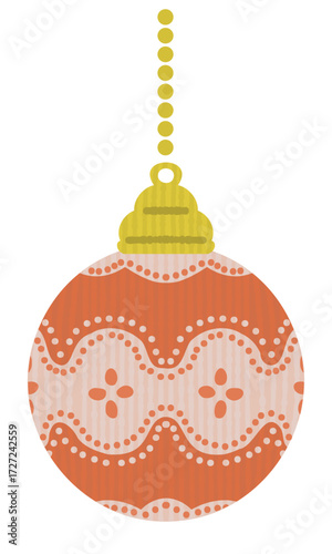 かわいいオレンジ色のクリスマスオーナメントのイラスト