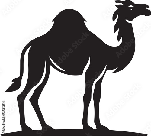 Camel in Black & White | Minimalist Desert Silhouette Vector