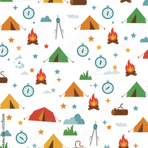 Seamless outdoor adventure pattern