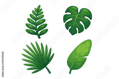 Vibrant green tropical jungle leaves, exotic foliage, and lush botanical plants for summer designs