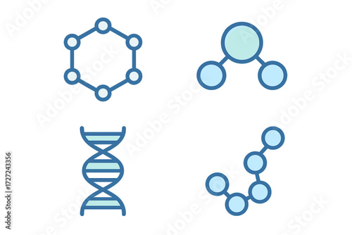 Detailed scientific molecular structures and DNA double helix representations for biology and chemistry educational concepts and research