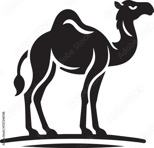 Camel in Black & White | Minimalist Desert Silhouette Vector