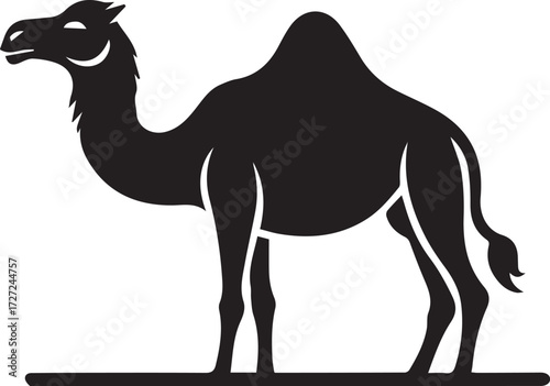 Camel in Black & White | Minimalist Desert Silhouette Vector