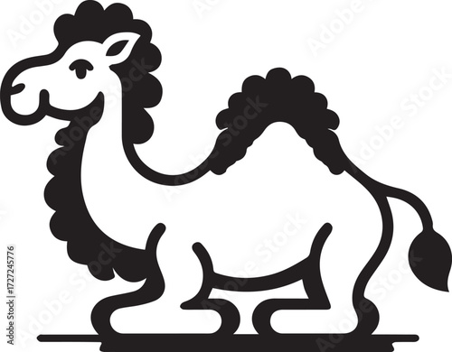 Camel in Black & White | Minimalist Desert Silhouette Vector