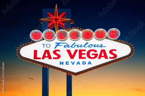 Welcome to Fabulous Las Vegas Sign at Sunset