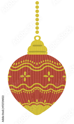 赤色のクリスマスオーナメントのイラスト