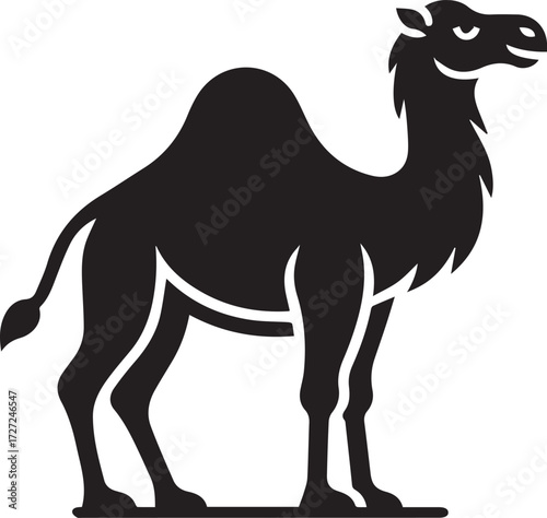 Camel in Black & White | Minimalist Desert Silhouette Vector