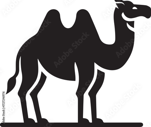 Camel in Black & White | Minimalist Desert Silhouette Vector