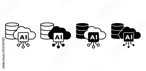 AI data storage vector icon. Represents cloud backup, secure file management, and intelligent storage systems.