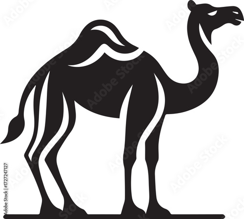 Camel in Black & White | Minimalist Desert Silhouette Vector