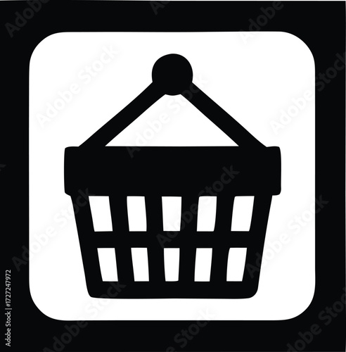 Simple silhouette shopping cart icon black and white retail business commerce consumer goods purchase icon design element