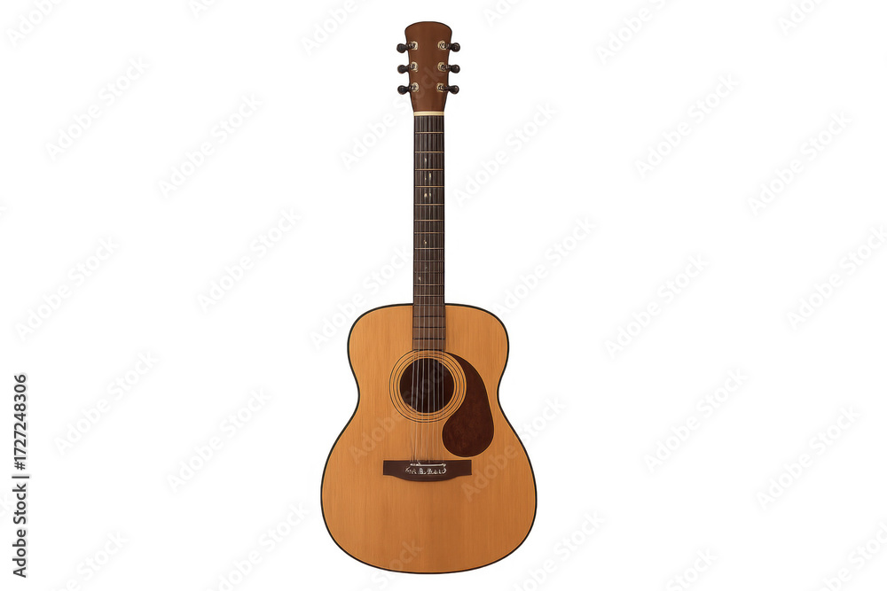 Fototapeta premium Acoustic guitar standing upright with transparent background