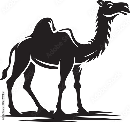 Camel in Black & White | Minimalist Desert Silhouette Vector