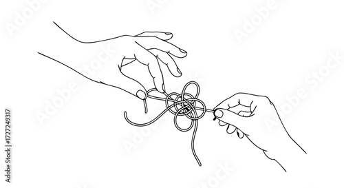 An illustrative concept of hands weaving a knot together for the national day of truth and reconciliation, symbolizing unity and healing