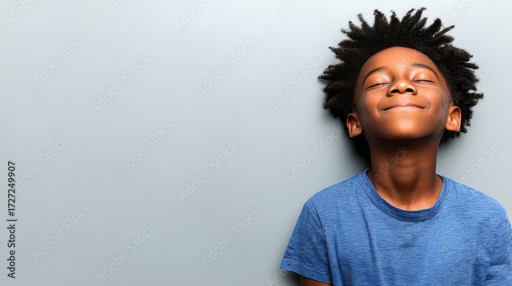 Obraz premium Joyful child smiling indoor space portrait photography calm environment close-up view happiness concept