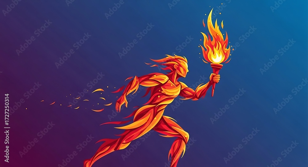 Fototapeta premium Fire Runner Athlete.