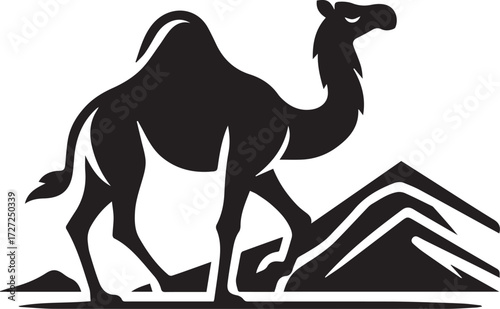 Camel in Black & White | Minimalist Desert Silhouette Vector
