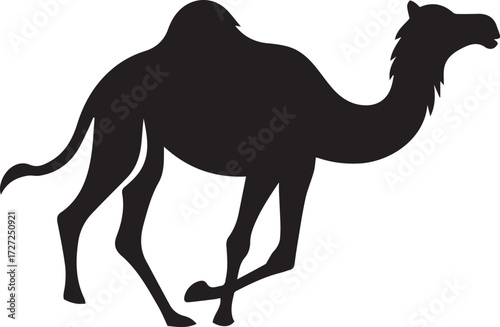 Camel in Black & White | Minimalist Desert Silhouette Vector