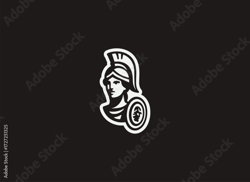 Athena Logo and Illustration, Greek Goddess Logo Design, Minimal Athena Vector, Ancient Greek Mythology Logo, Wisdom and War Goddess Illustration, Elegant Mythological Branding, Modern Athena Minimal 