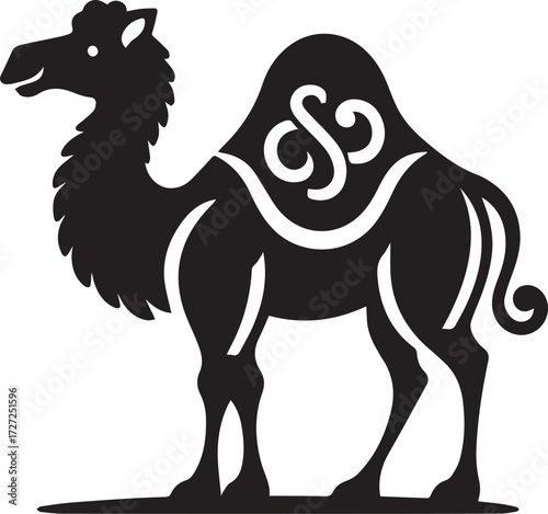 Camel in Black & White | Minimalist Desert Silhouette Vector
