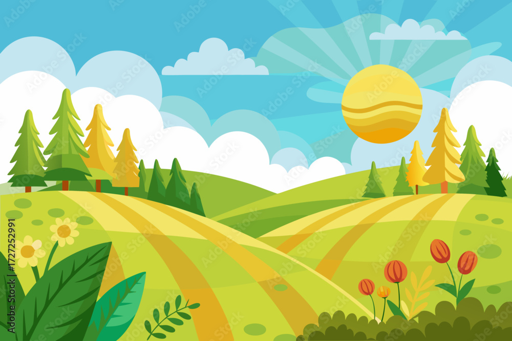 Fototapeta premium summer landscape with trees