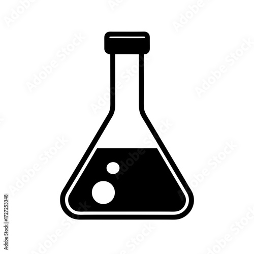 Laboratory Flask with Liquid Icon Vector Flat Clean Science Design