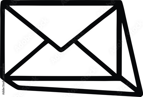 Simple hand drawn envelope icon symbol for communication and messaging services in business