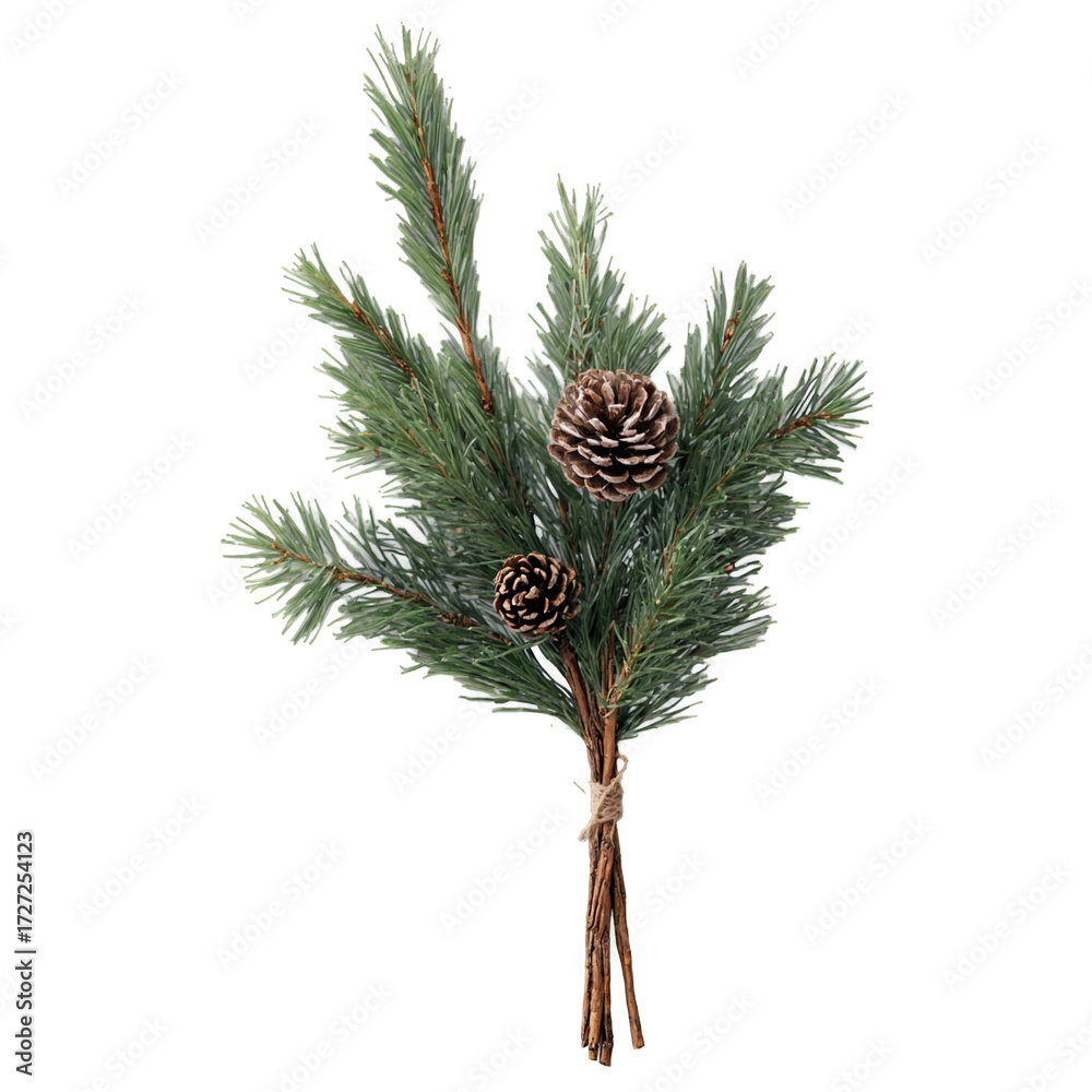 Fototapeta premium Christmas table centerpiece rustic pine branch farmhouse wooden table on transparent background transparent background isolated png stock