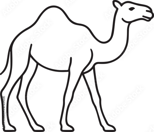 Camel in Black & White | Minimalist Desert Silhouette Vector