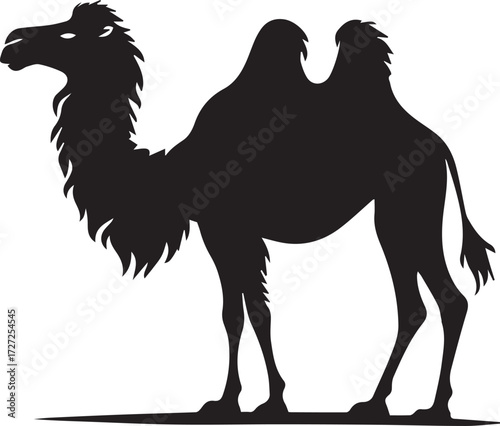 Camel in Black & White | Minimalist Desert Silhouette Vector