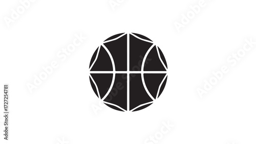 Dynamic basketball icon for sports branding and team logos, perfect for graphic design projects and athletic apparel, inspiring energy and competitive spirit with a modern monochrome design