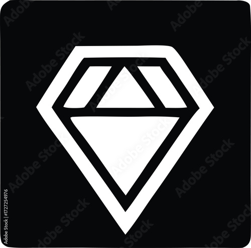 Modern geometric diamond icon symbol featuring sharp facets and clean lines ideal for luxury branding and design projects