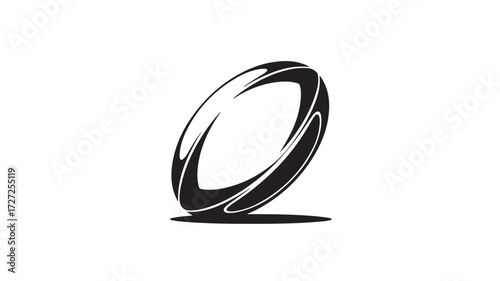 Bold black and white rugby ball logo for your sports brand, representing teamwork, victory, and dedication to the game of rugby, perfect for sports apparel and marketing