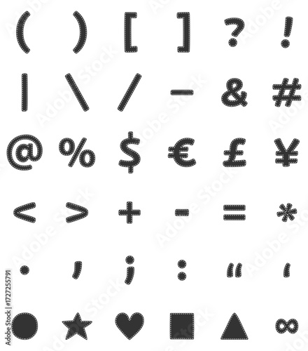 アップリケ風記号セット（手縫い風デザイン）