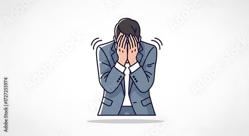 Depressed man with facepalm.