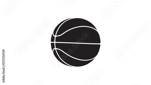 Sleek black basketball graphic with dynamic white lines perfect for sports branding, game promotions, and athletic apparel designs, capturing the essence of competitive play.